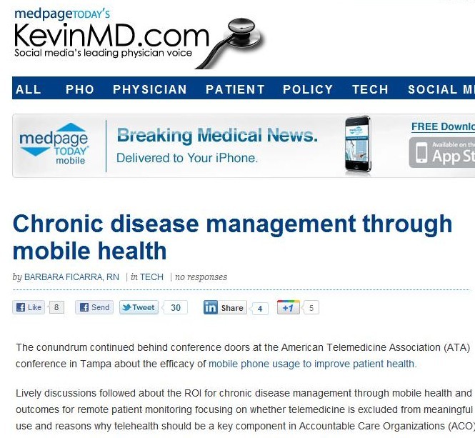 Chronic disease management through mobile health by Barbara Ficarra - Published on KevinMD
