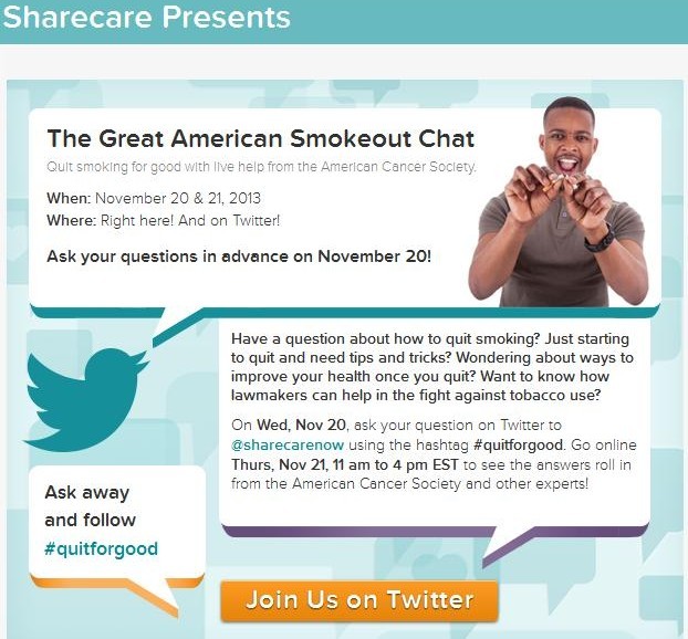 Sharecare Twitter Chat American Cancer Society #quitforgood